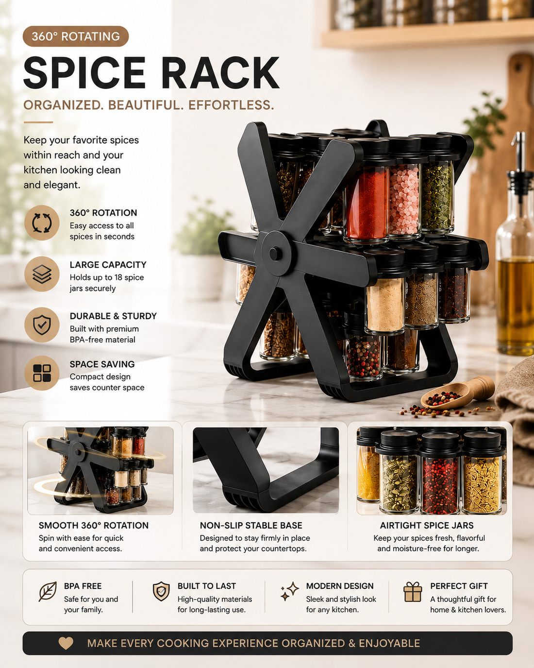 18 Jar Rotating Spice Rack